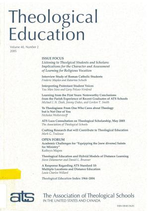 Listening to Theological Students and Scholars: Implications for the Character and Assessment of Learning for Religious Vocation (pdf)