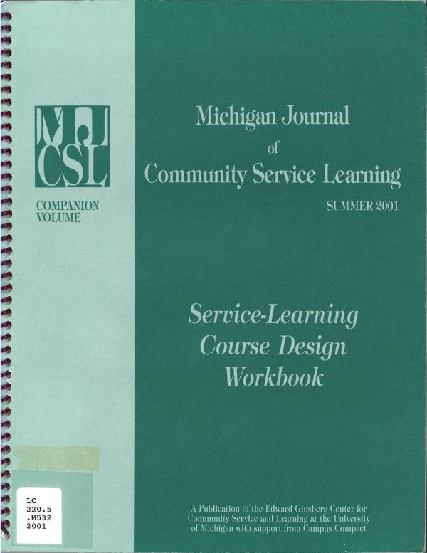 Michigan Journal of Community Service Learning: Service-Learning Course Design Workbook
