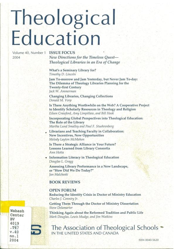 New Directions for the Timeless Quest - Theological Libraries in an Era of Change (pdf)