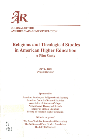 Religious and Theological Studies in American Higher Education: A Pilot Study