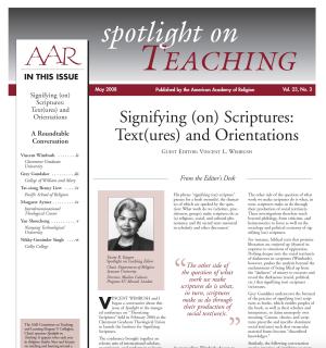 Signifying (on) Scriptures: Text(ures) and Orientations
