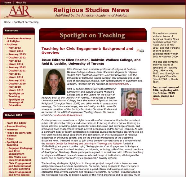 Teaching for Civic Engagement: Background and Overview